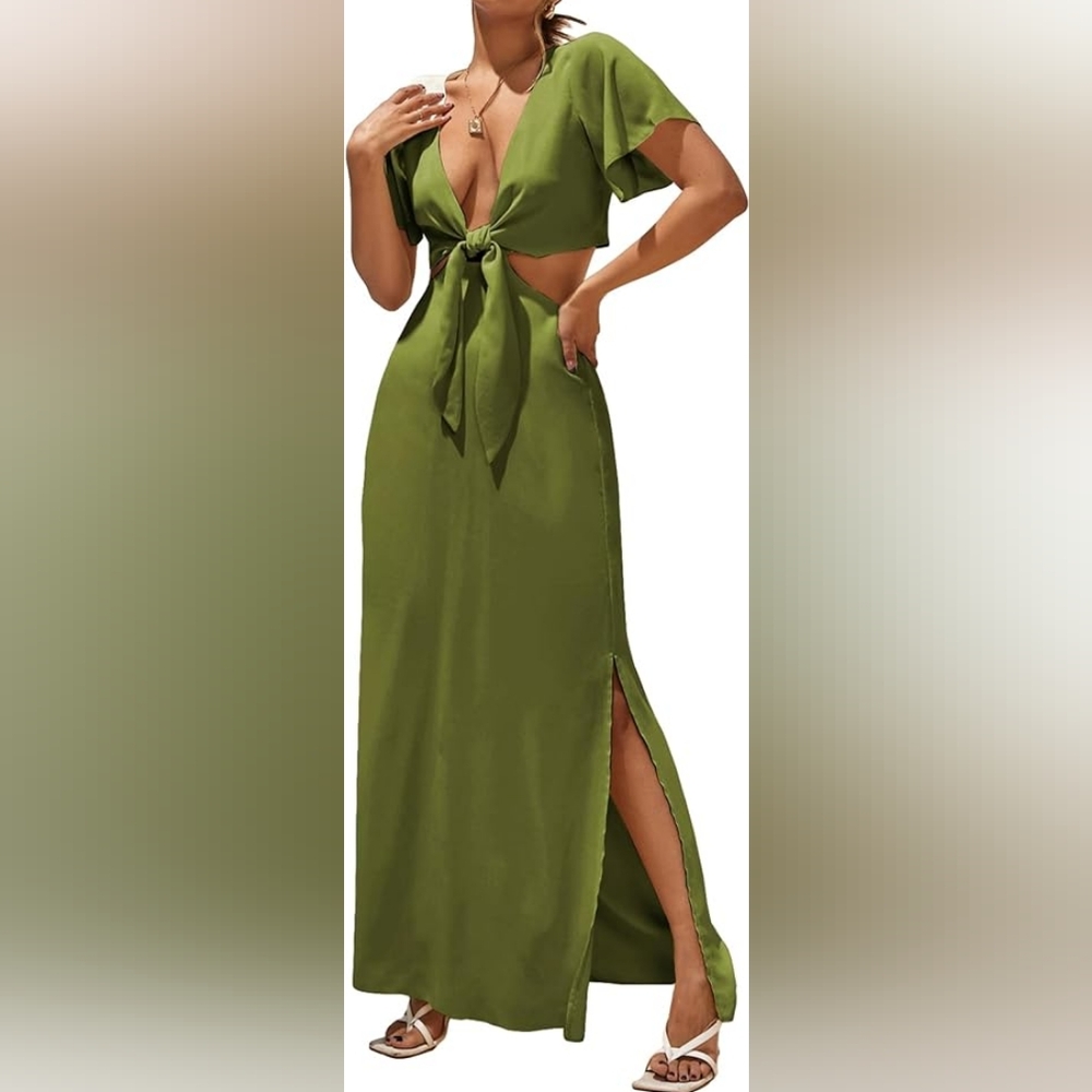 Green Satin Dress